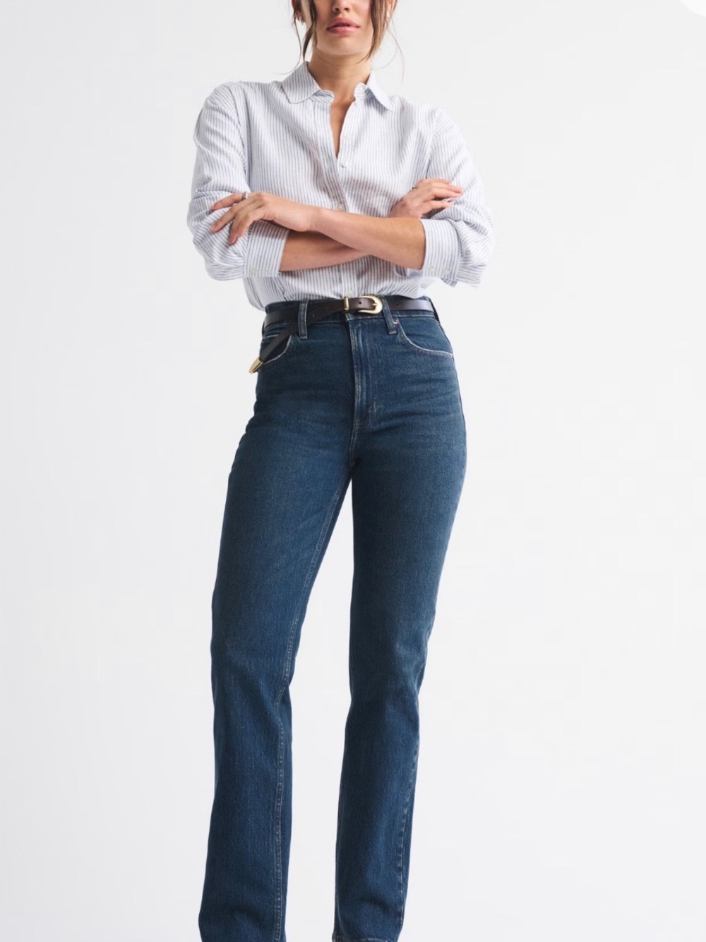 Abercrombie Ultra High Rise 90s Straight Jean Dark Wash